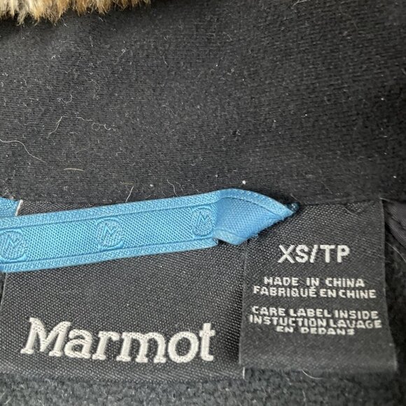 Marmot Jacket Women’s XS Green Soft Shell Faux Fur Lined Hood Winter Coat - Picture 7 of 9